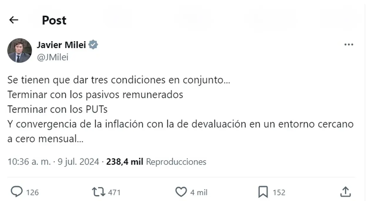 Cepo cambiario: el sorpresivo dato que brindó Javier Milei sobre el dólar