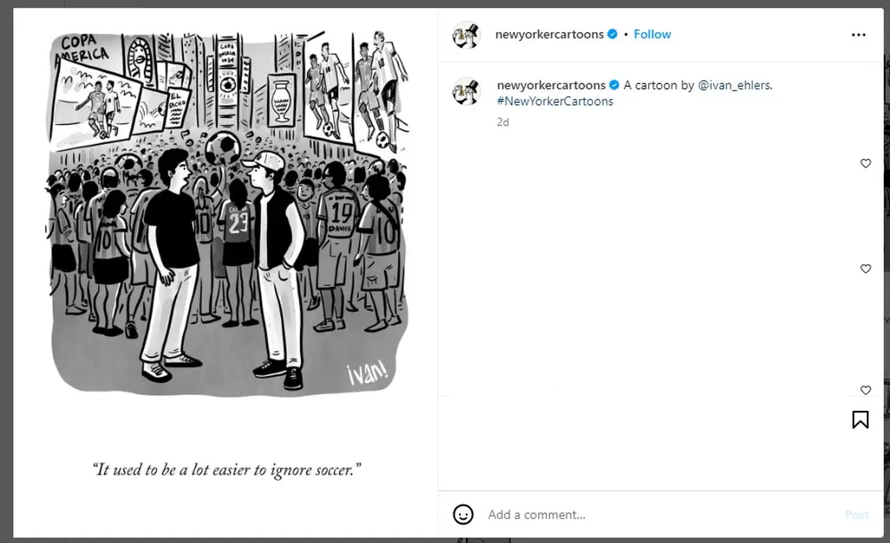 Caricatura de The New Yorker sobre el fenómeno de la Copa América en Estados Unidos