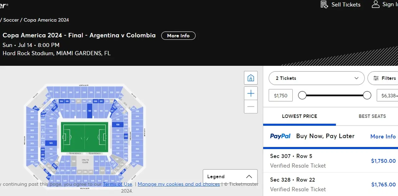 En el sitio de reventa oficial de la Conmebol, es posible comprar entradas para la final desde u$S1.750