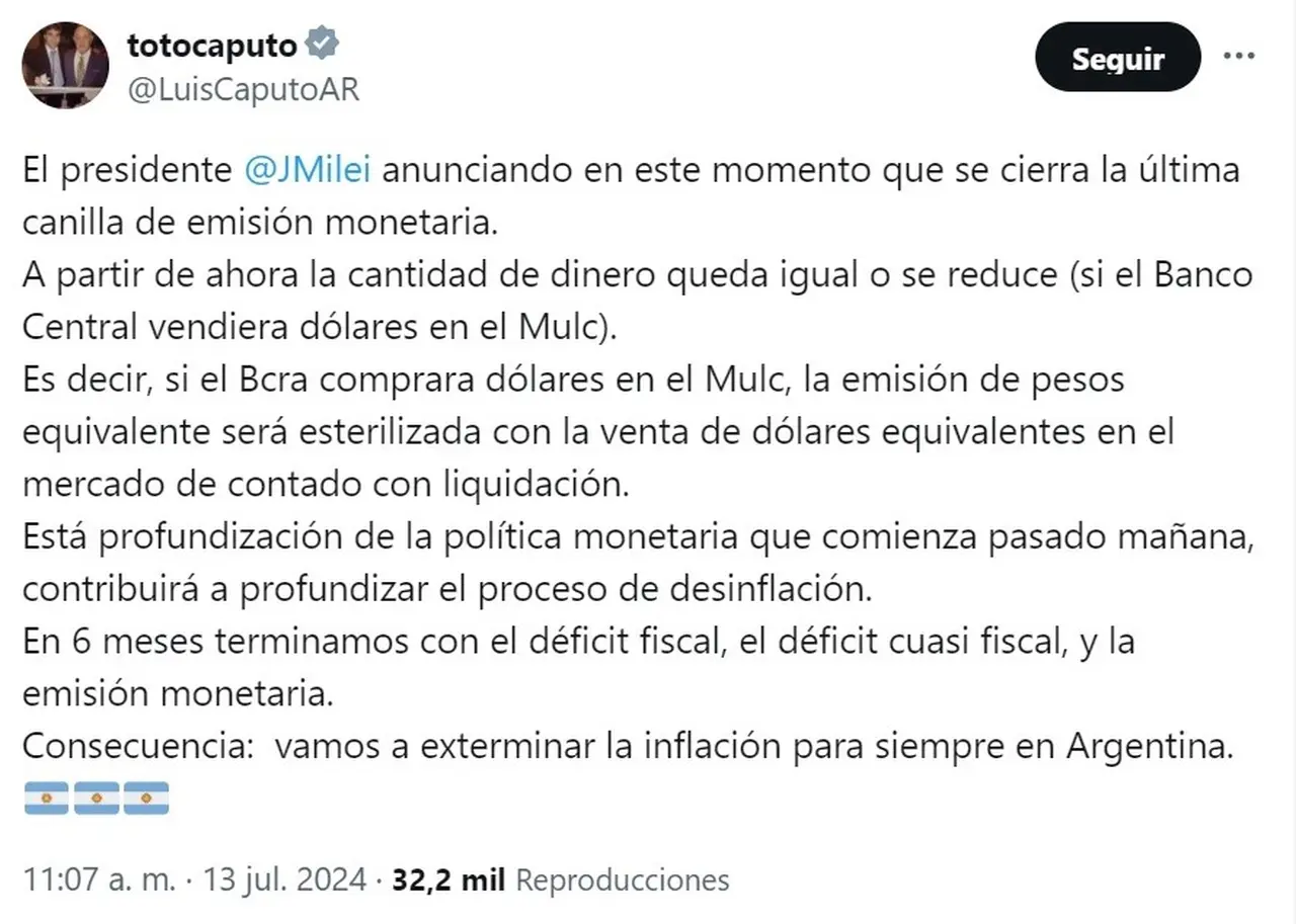 Luis Caputo explicó las medidas económicas anunciadas por Javier Milei