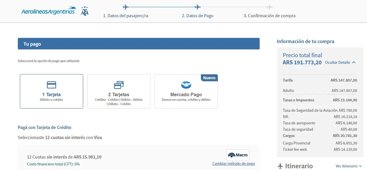 Aerolíneas Argentinas ofrece hasta 12 cuotas sin interés en pasajes por el país