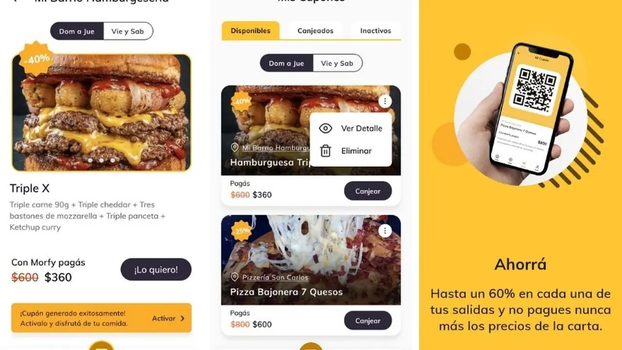 Con Morfy app se pueden acceder a descuentos en restaurantes