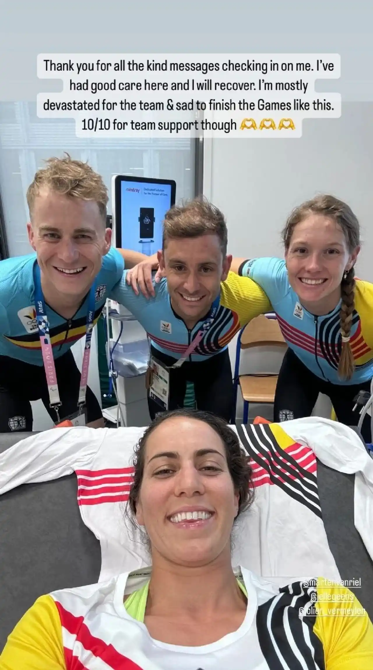 El posteo de la atleta para agradecer el apoyo.