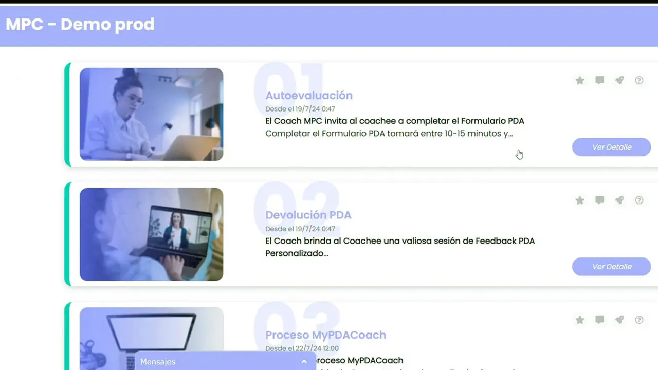 Etapas de My PDA Coach.