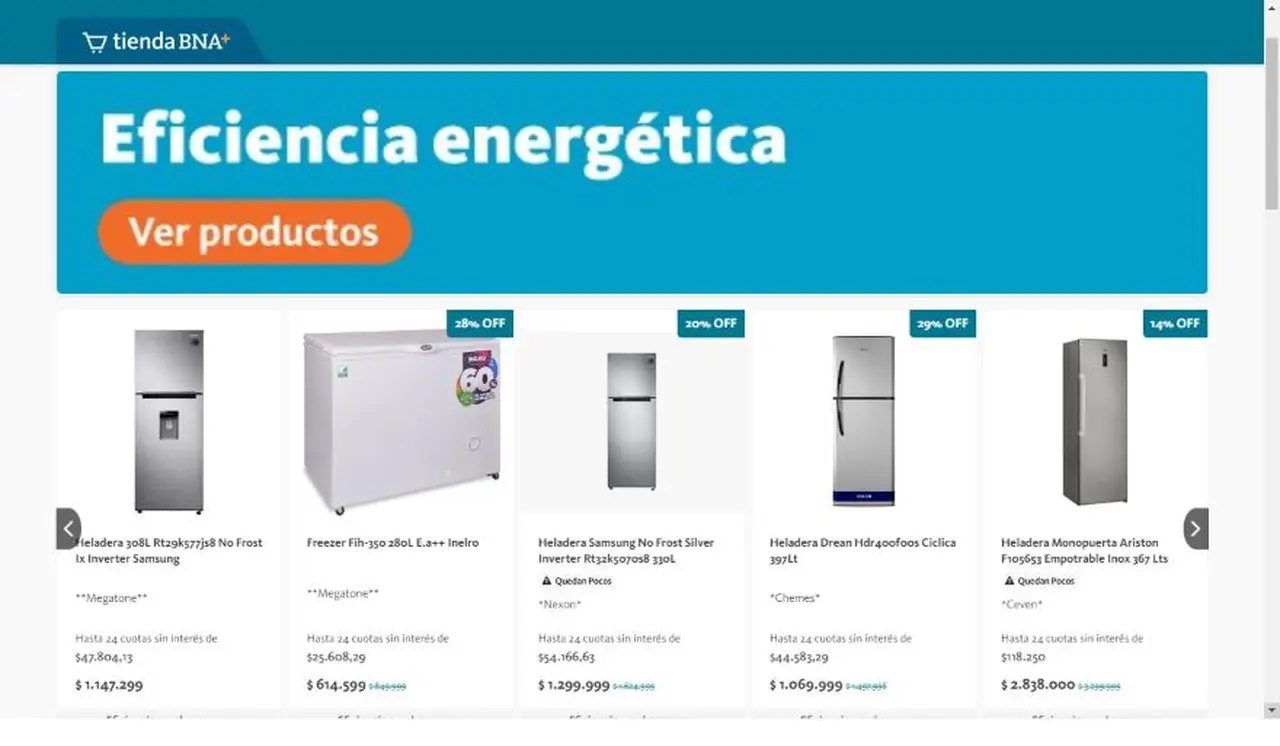 El Banco Nación permite comprar electrodomésticos eficientes en 24 cuotas sin interés