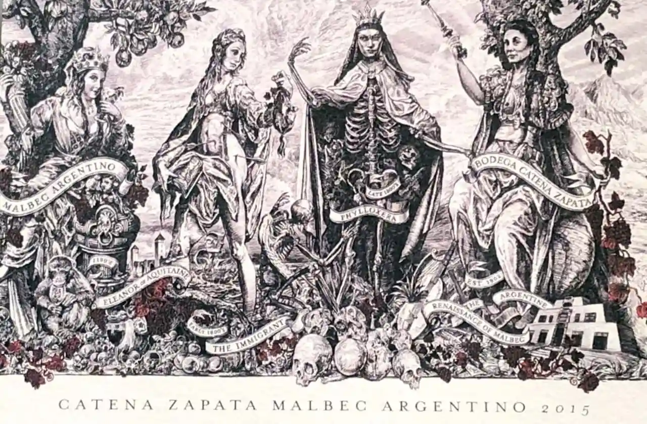 El vino Catena Zapata presenta una curiosa etiqueta con una gran cantidad de significados
