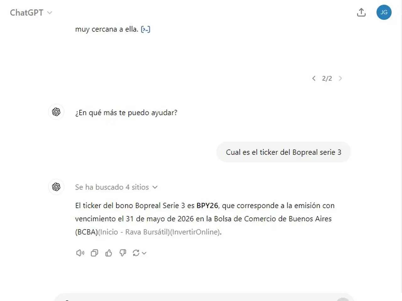 ChatGPT calcula un ticker del Bopreal.