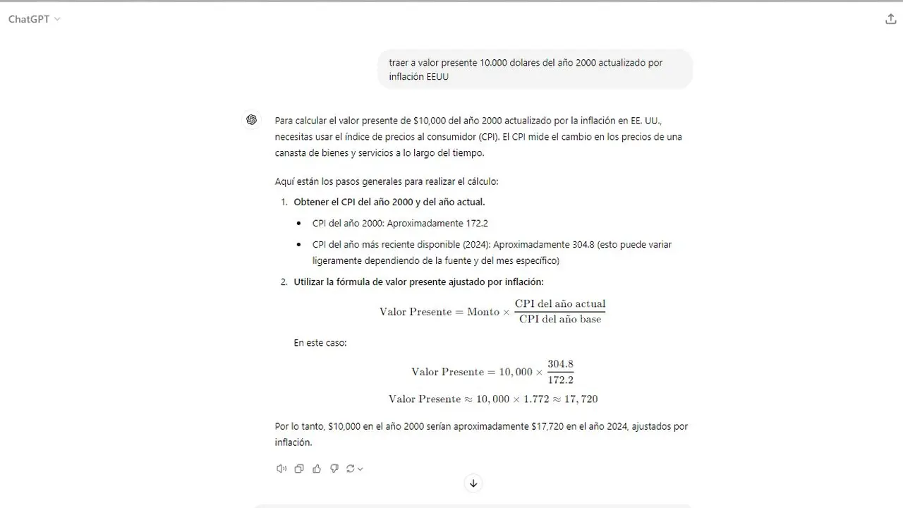 Cálculos de valores con ChatGPT