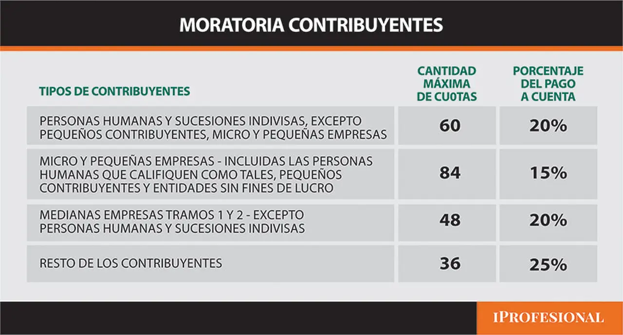 Detalles de la moratoria aplicada por el Gobierno.