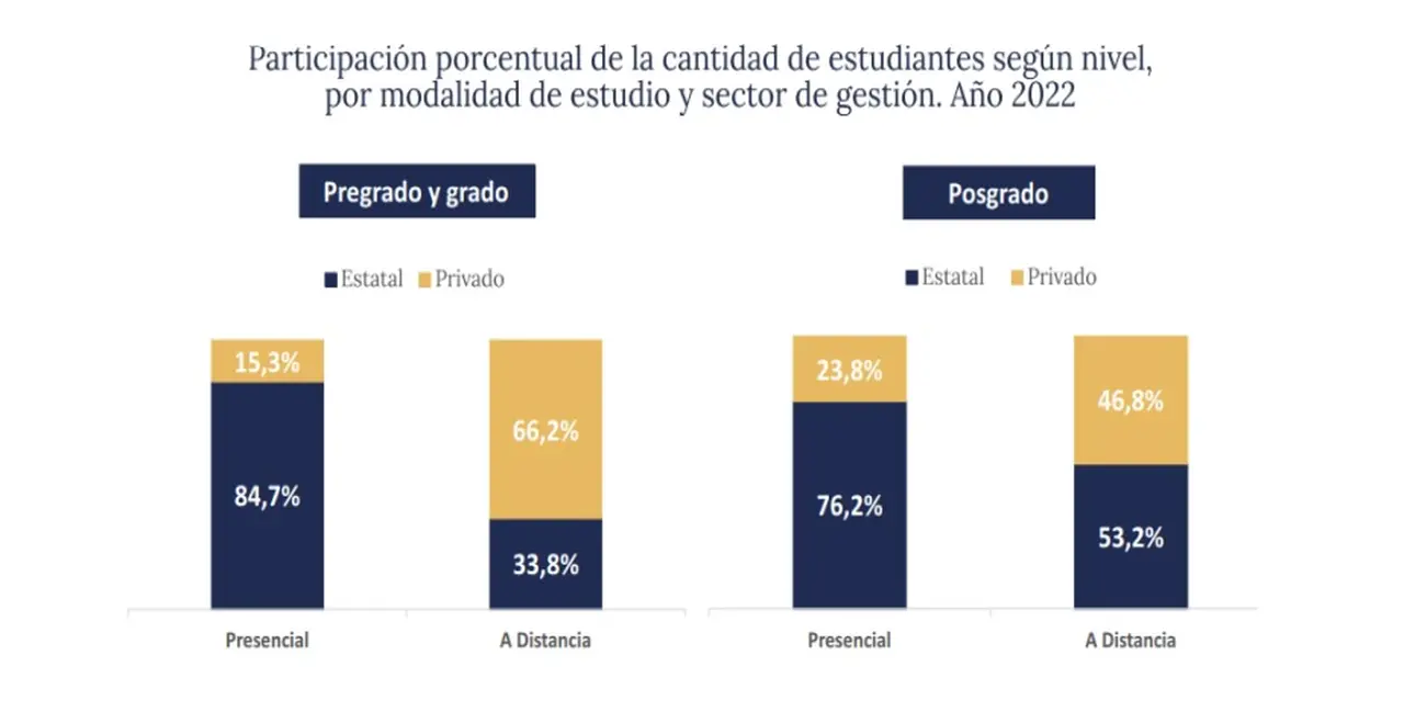 Cuántos universitarios estudian a distancia en Argentina (SSPU, 2022)