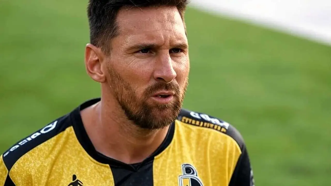 Lionel Messi con la camiseta de Olimpo.