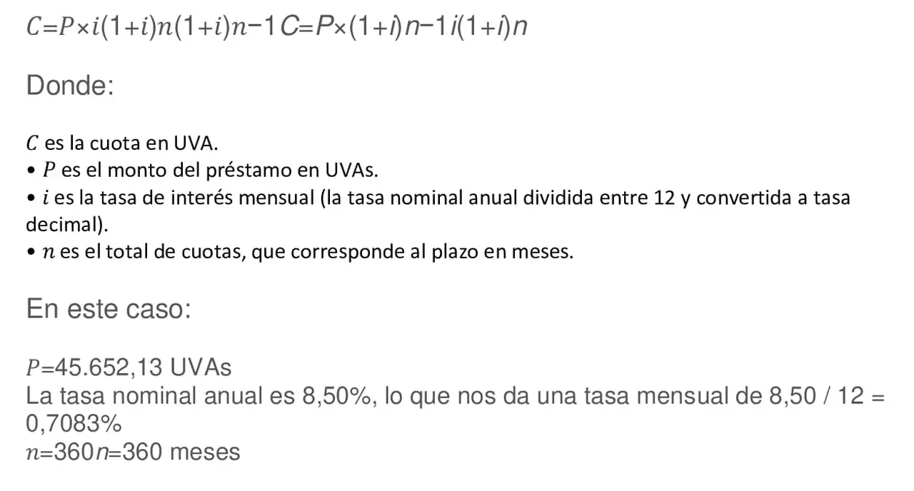 Cálculo para conocer la cuota de un crédito hipotecario 