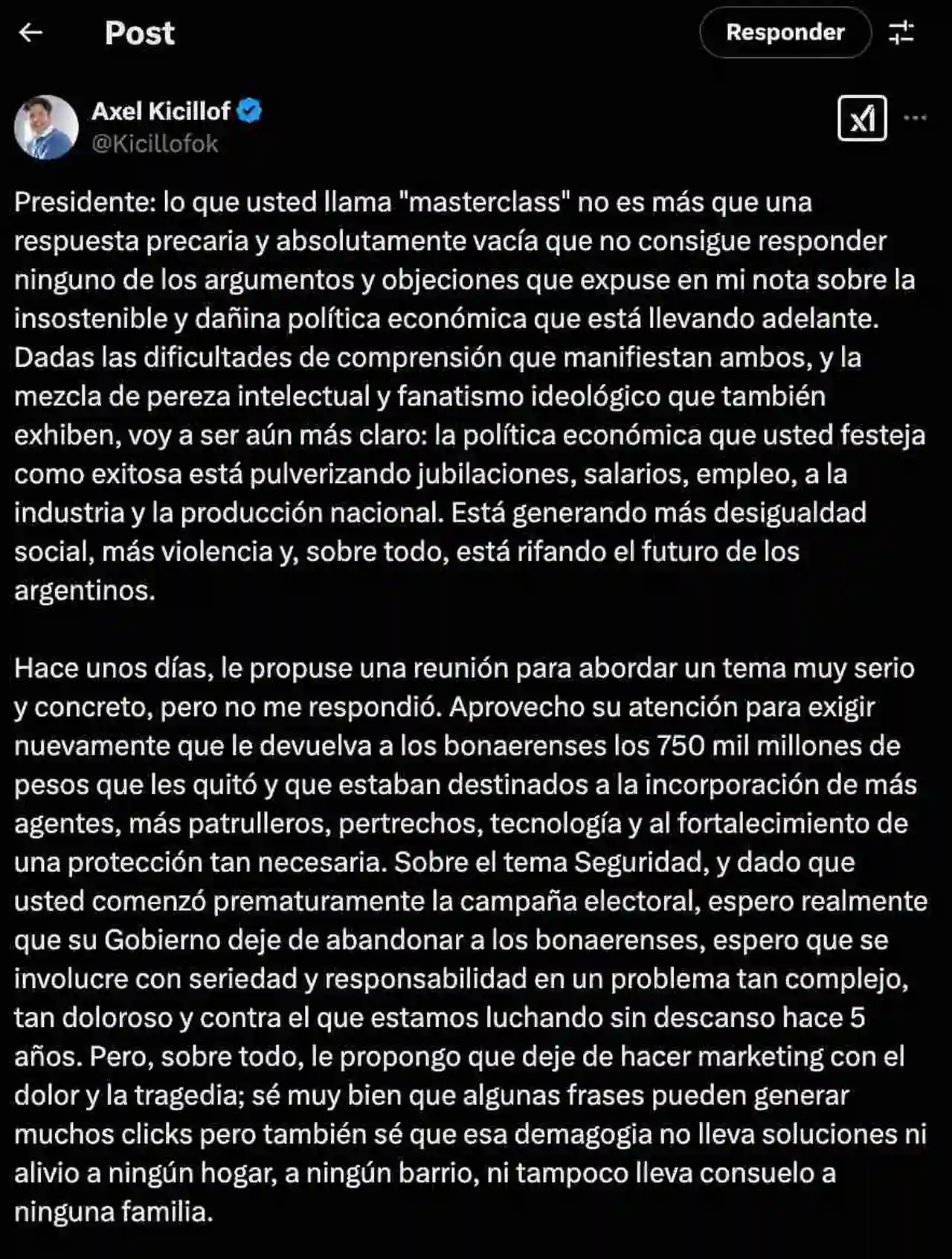 En un extenso descargo, Kicillof 