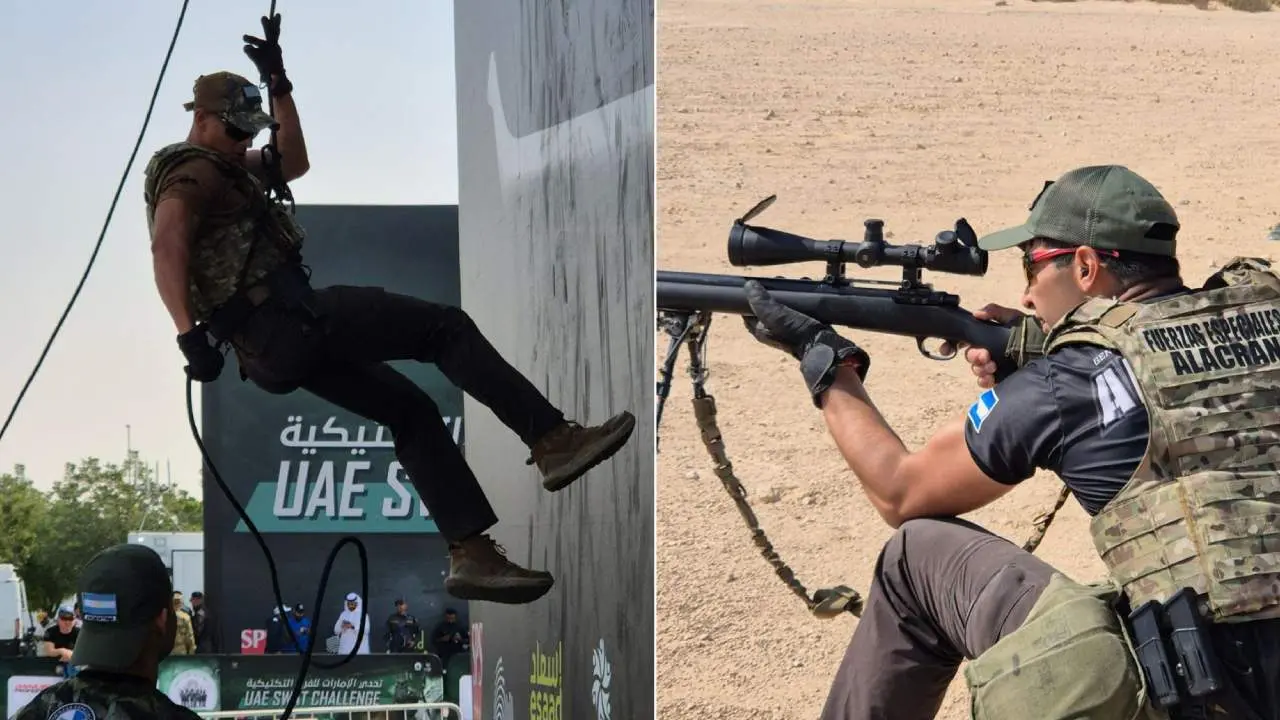 El Escuadrón Alacrán de la Gendarmería Nacional en acción, en el SWAT Challenge de Emiratos Árabes