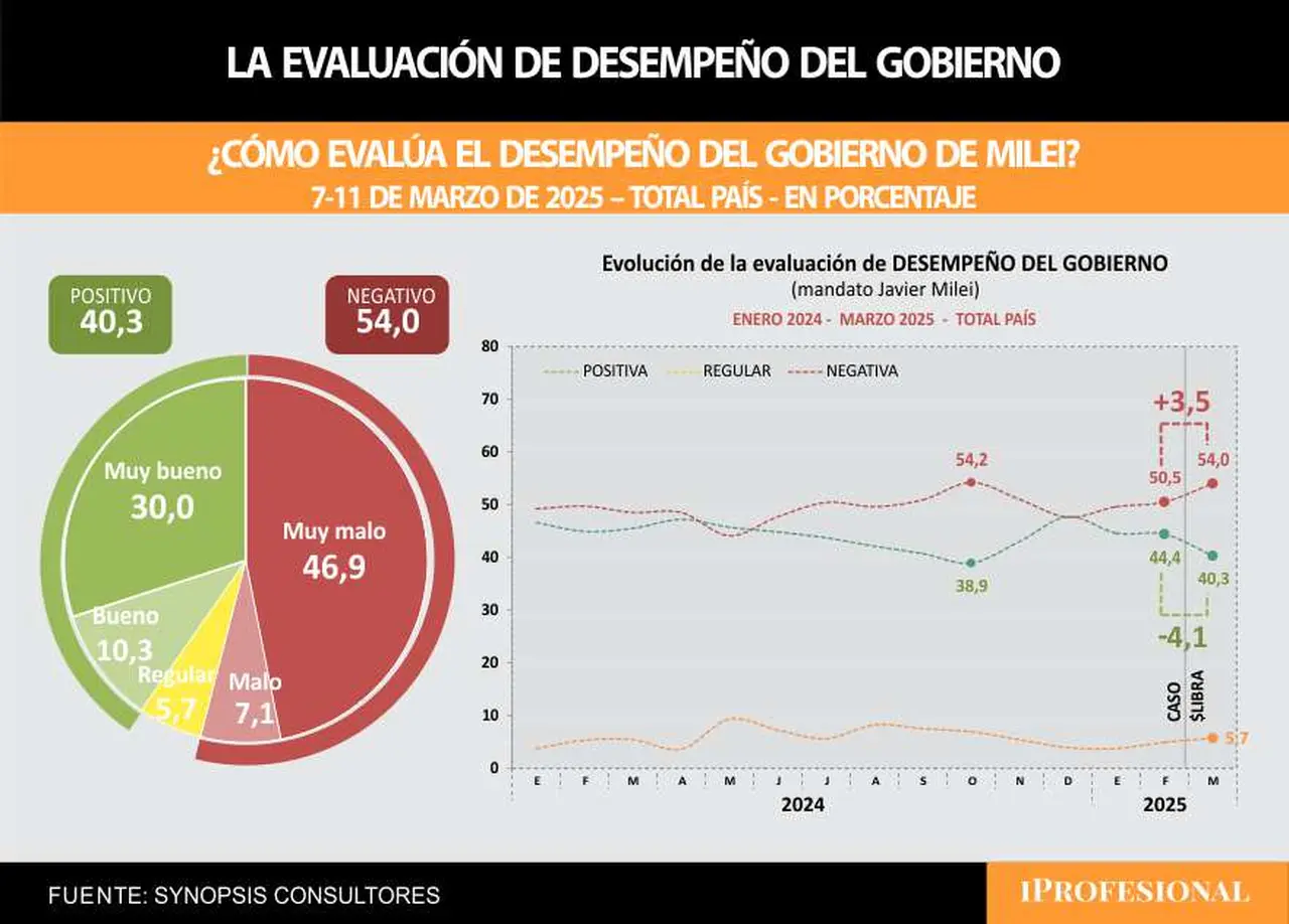 La evaluación negativa sobre el gobierno de Milei creció en los últimos meses, según los sondeos 