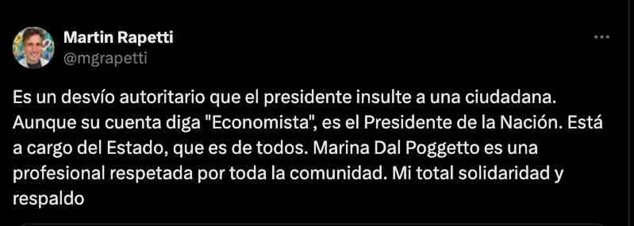 Martín Rapetti, titular de la consultora Equilibra, repudió los comentarios de Milei