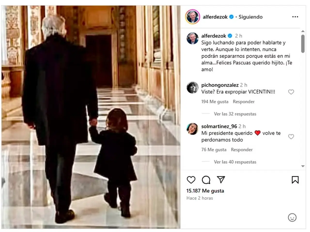 Alberto Fernández le dedicó un mensaje en Instagram a su hijo más pequeño
