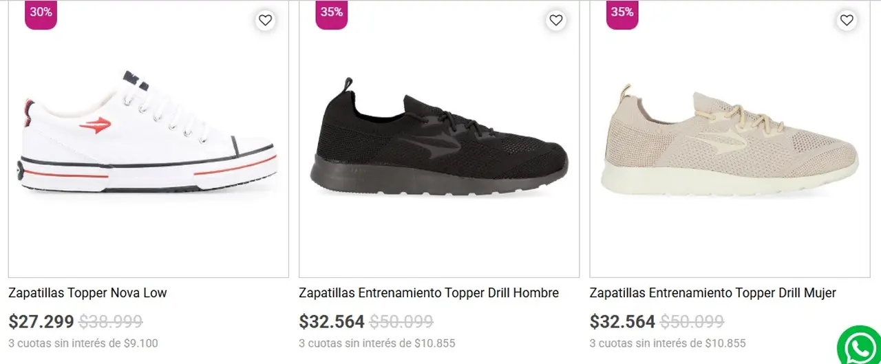 Zapatillas Topper desde $27.000