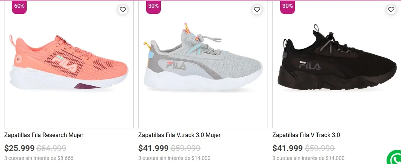 Zapatillas Fila desde $25.000