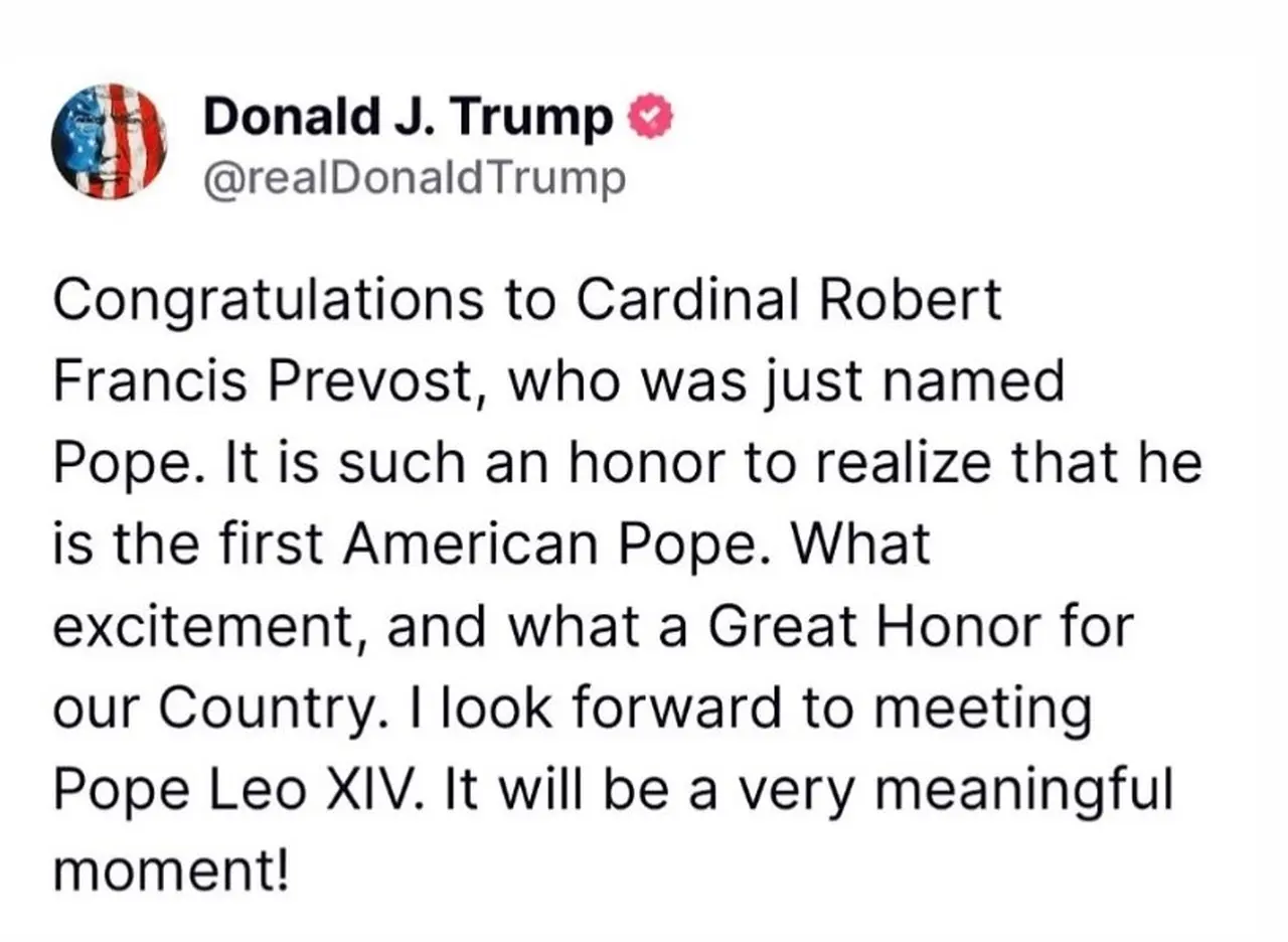 El posteo de Donald Trump tras la elección del papa norteamericano