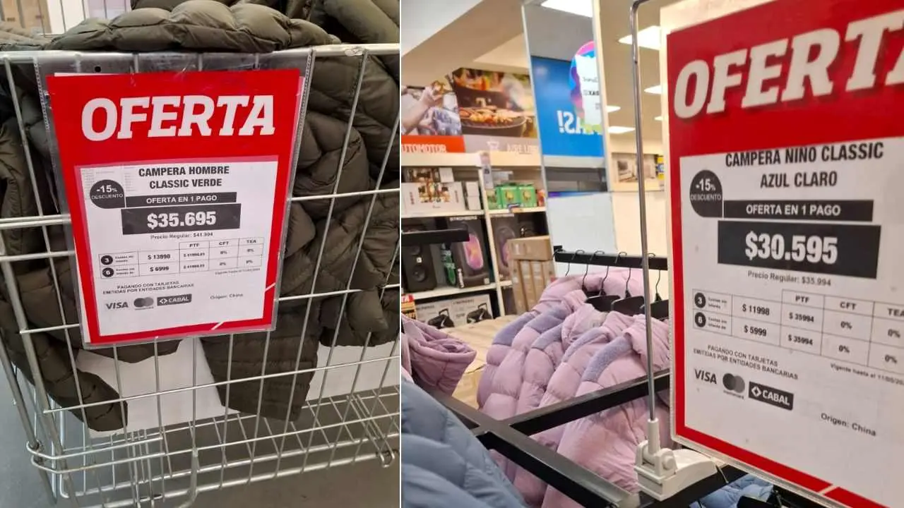 Supermercado mayorista Vital vende camperas muy baratas y en cuotas