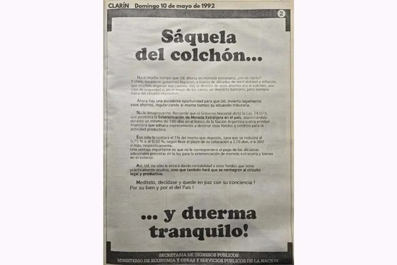 El aviso de Menem, hace décadas atrás.