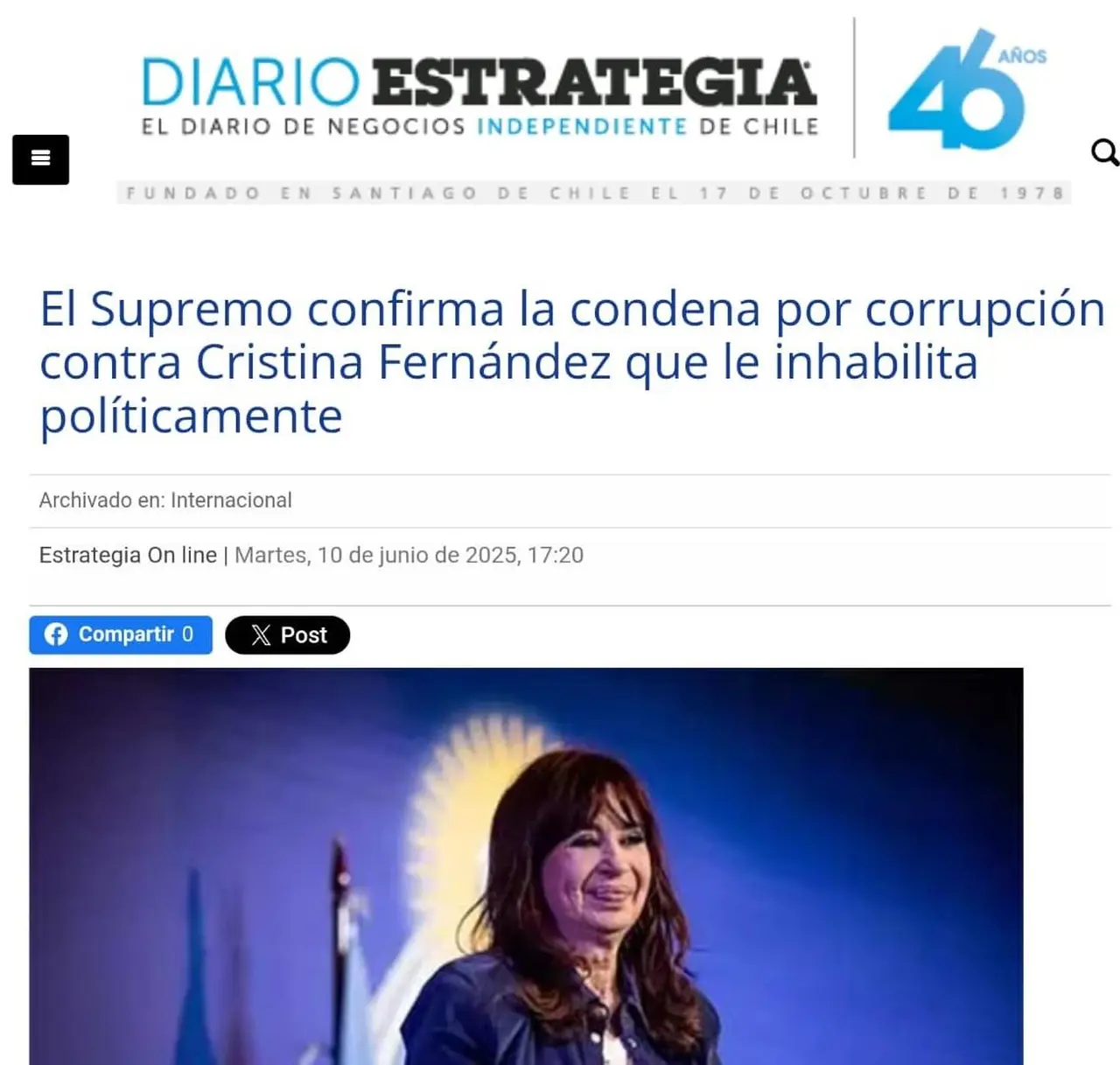El diario chileno también se hizo eco de la noticia 