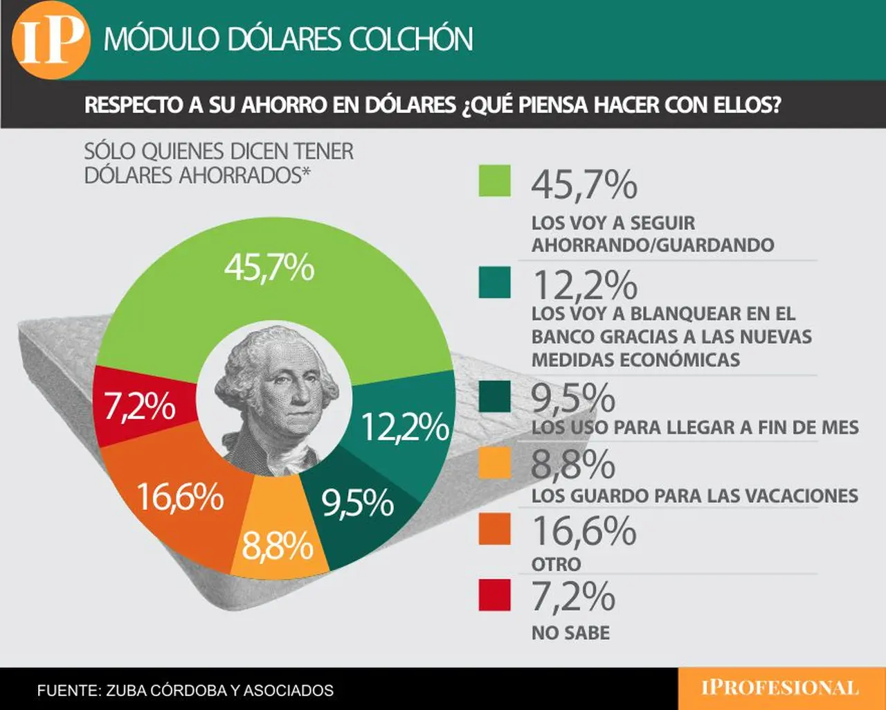 Apenas el 12% se mostró dispuesto a 'sacar' sus dólares y más del 50% los seguirá guardando