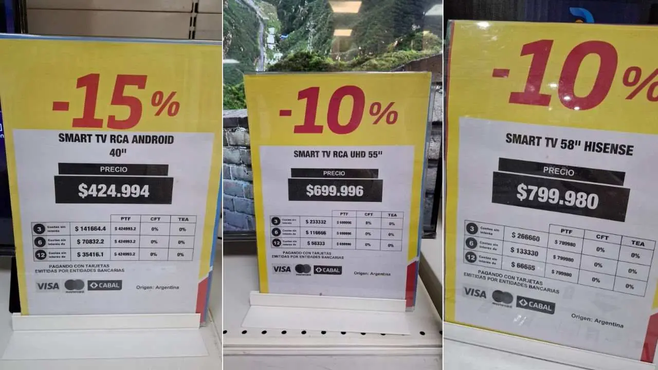 En modo outlet, supermercado vende televisores baratos y en cuotas sin interés