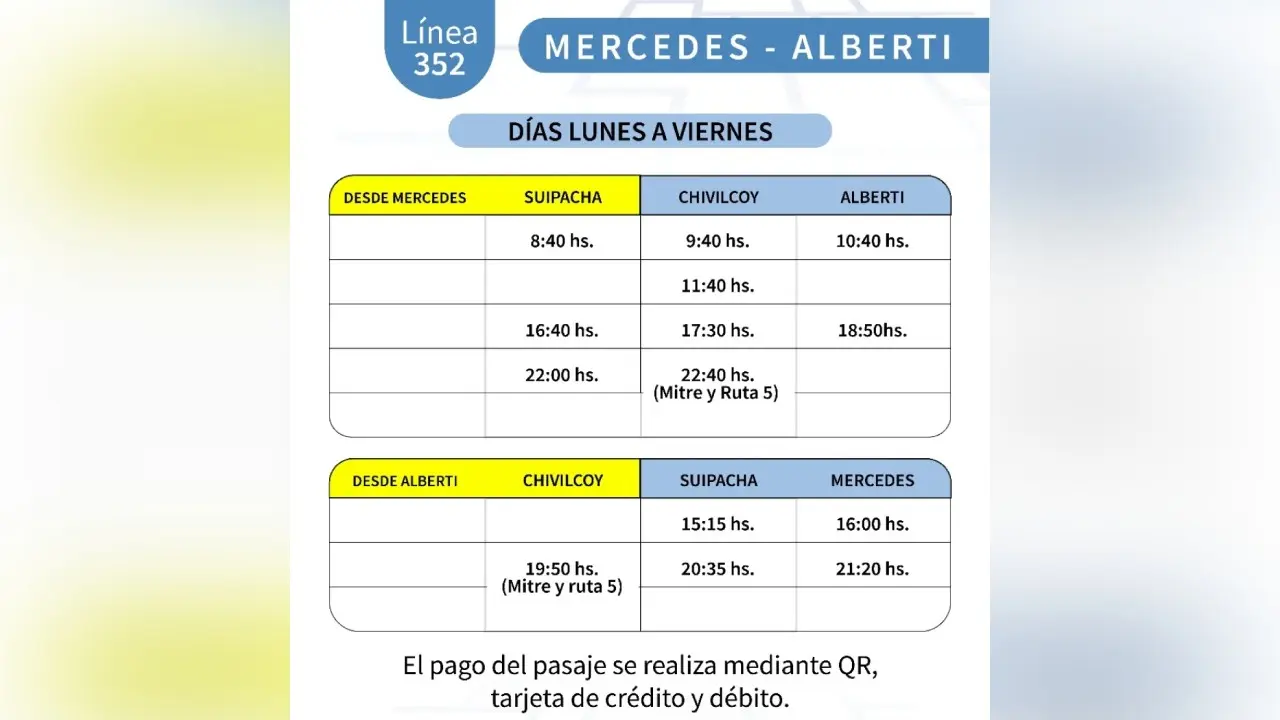Cronograma de horarios de la línea 352 en el regreso a sus funciones en Provincia de Buenos Aires