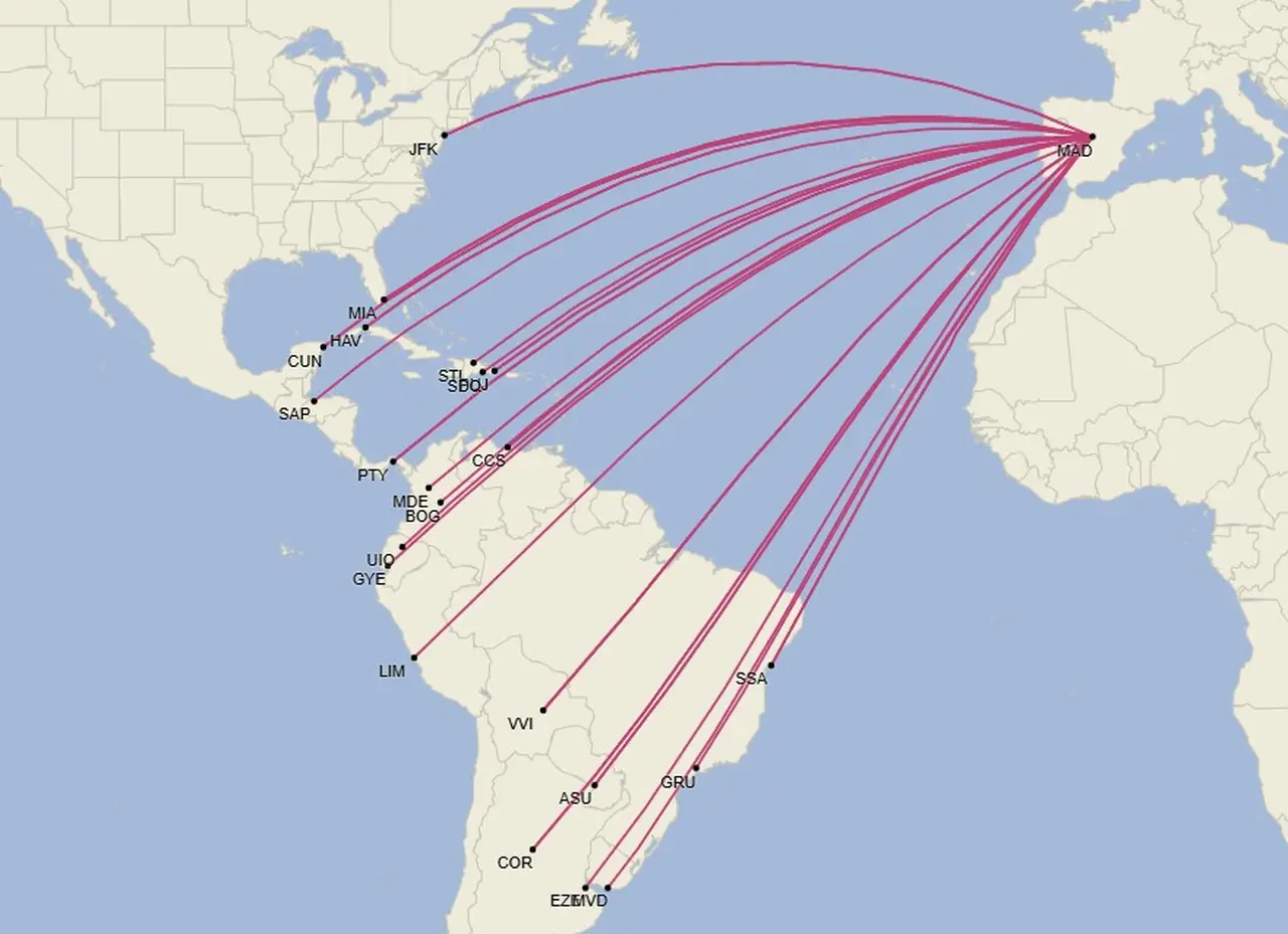 La red de Air Europa a América