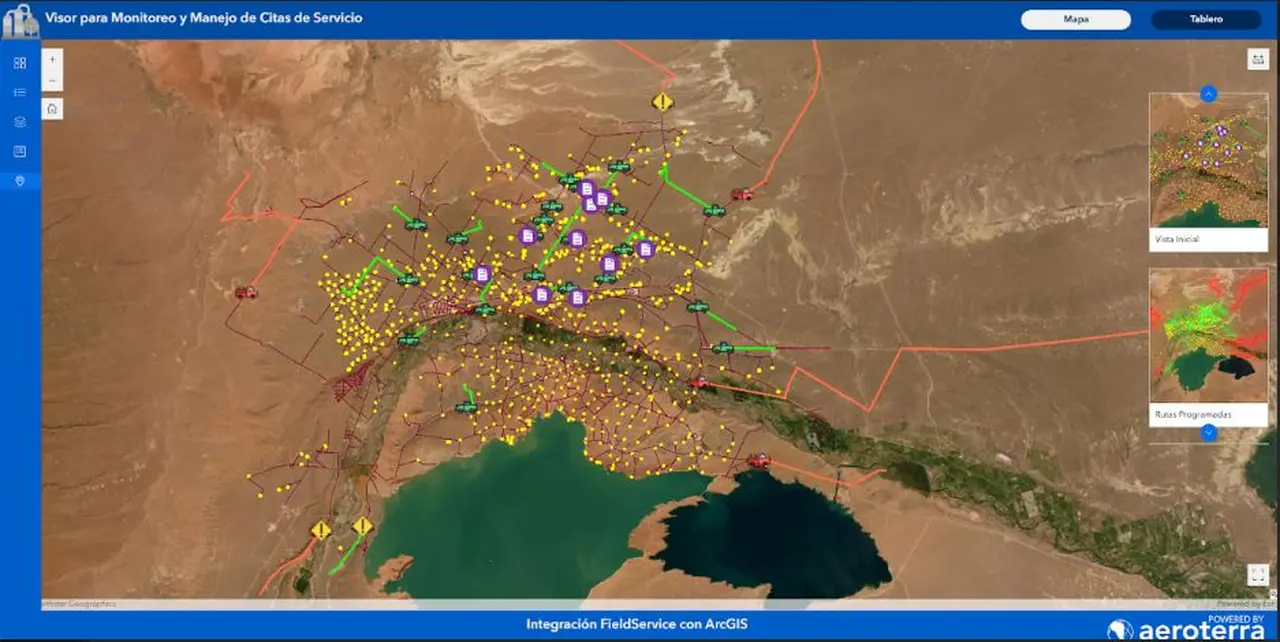 Solución geoespacial que integra visor con mapa para seguimiento de actividades y gestión de flotas,