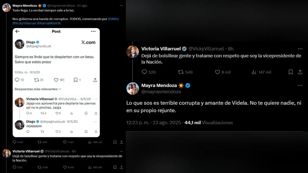 Los tuits que cruzaron Villarruel y Mayra Mendoza