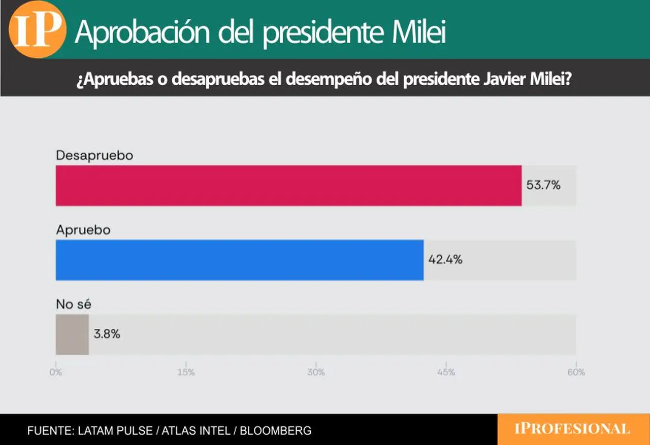 Más de la mitad de los encuestados desaprobaron el desempeño de Milei