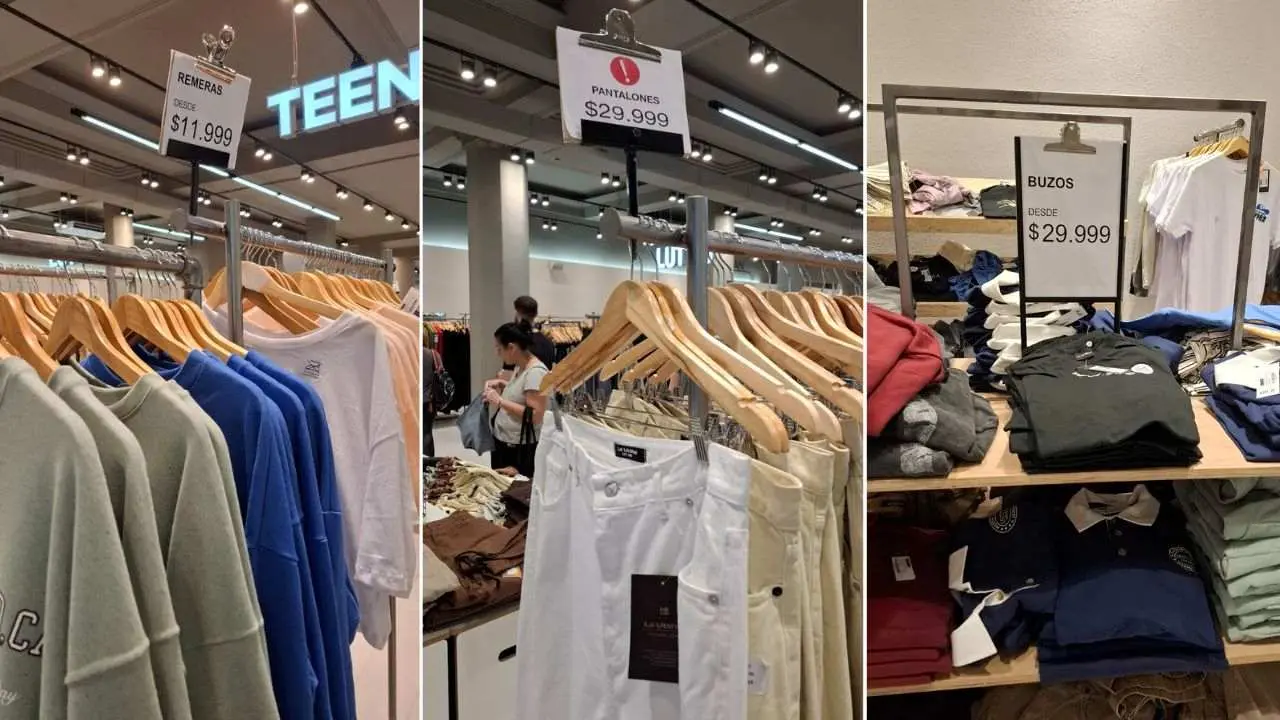 Le Utthe vende distintas prendas como remeras, buzos o pantalones a 'precios de outlet'