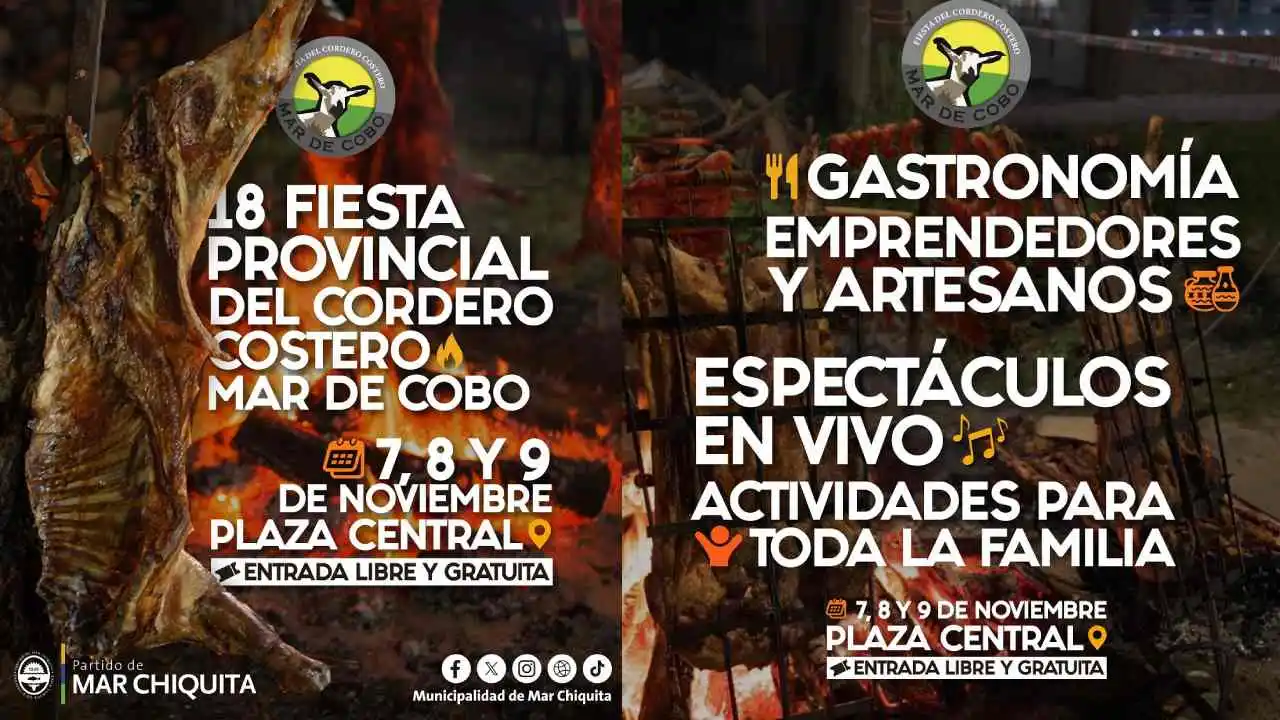 El flyer oficial de la Fiesta Provincial del Cordero Costero ya está en las redes sociales