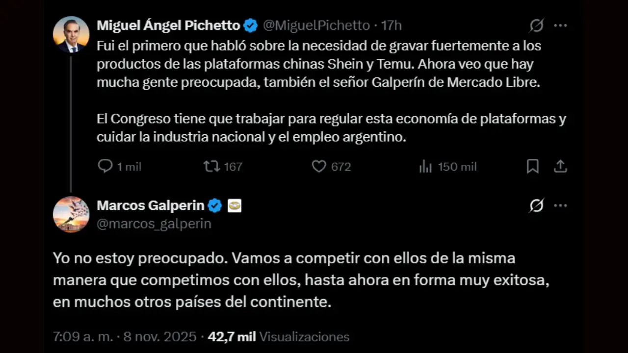 El cruce entre Miguel Ángel Pichetto y Marcos Galperin