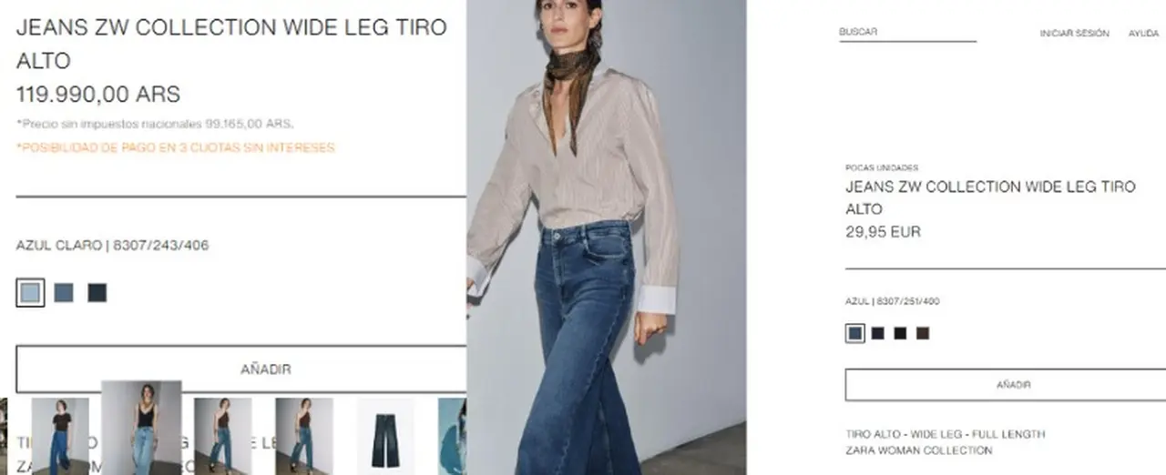 La diferencia de precio en un mismo jean entre Argentina y España