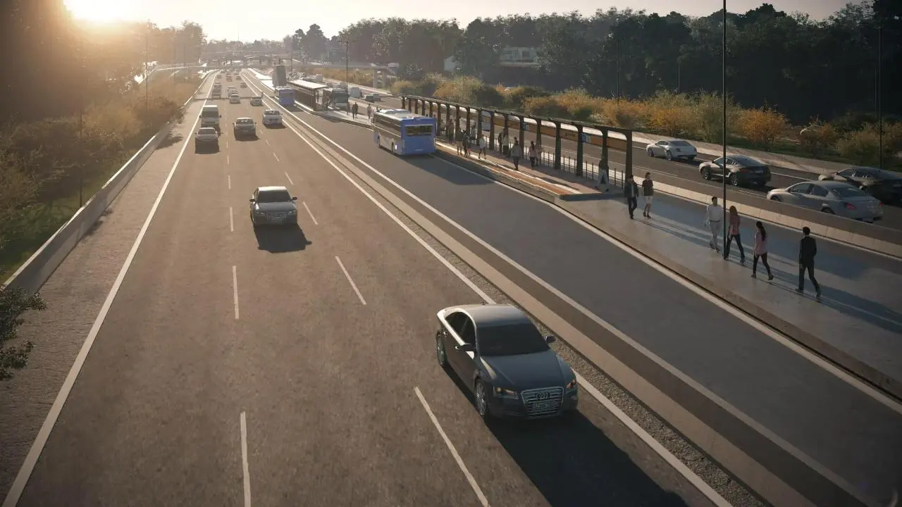 Así se verá el Metrobus sobre la Autopista Dellepiane cuando culmine la obra