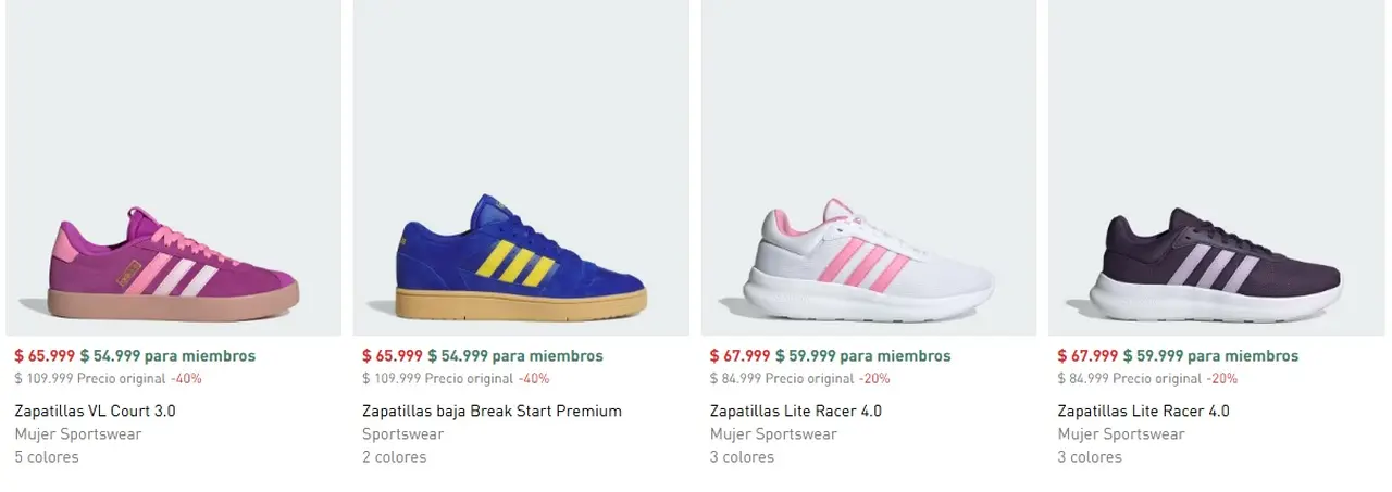 Zapatillas Adidas con descuentos de hasta el 50%