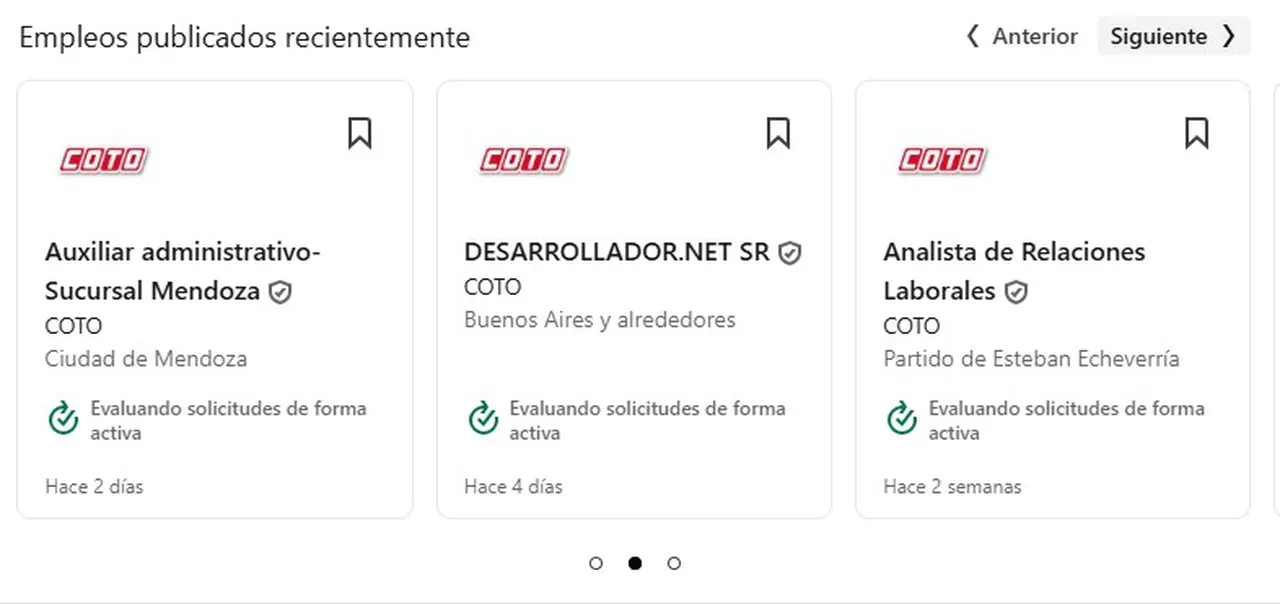 Algunas de las búsquedas activas de personal del supermercado Coto