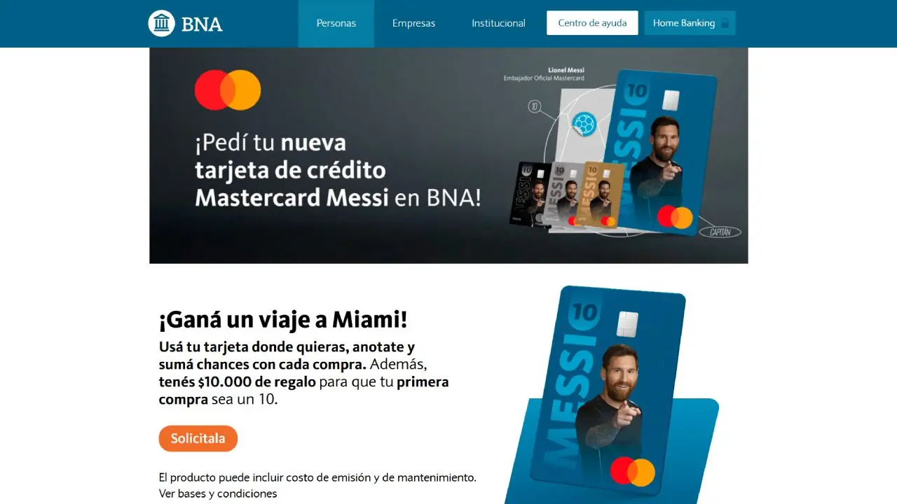 Banco Nación lanzó una promoción junto a Mastercard y sortearán un viaje a Miami para ver a Messi