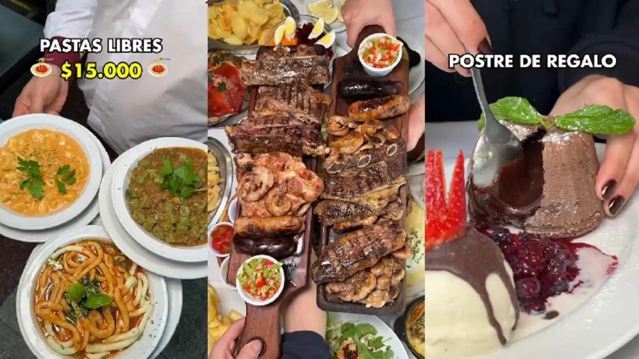 Bodegón con pastas y asado muy baratos
