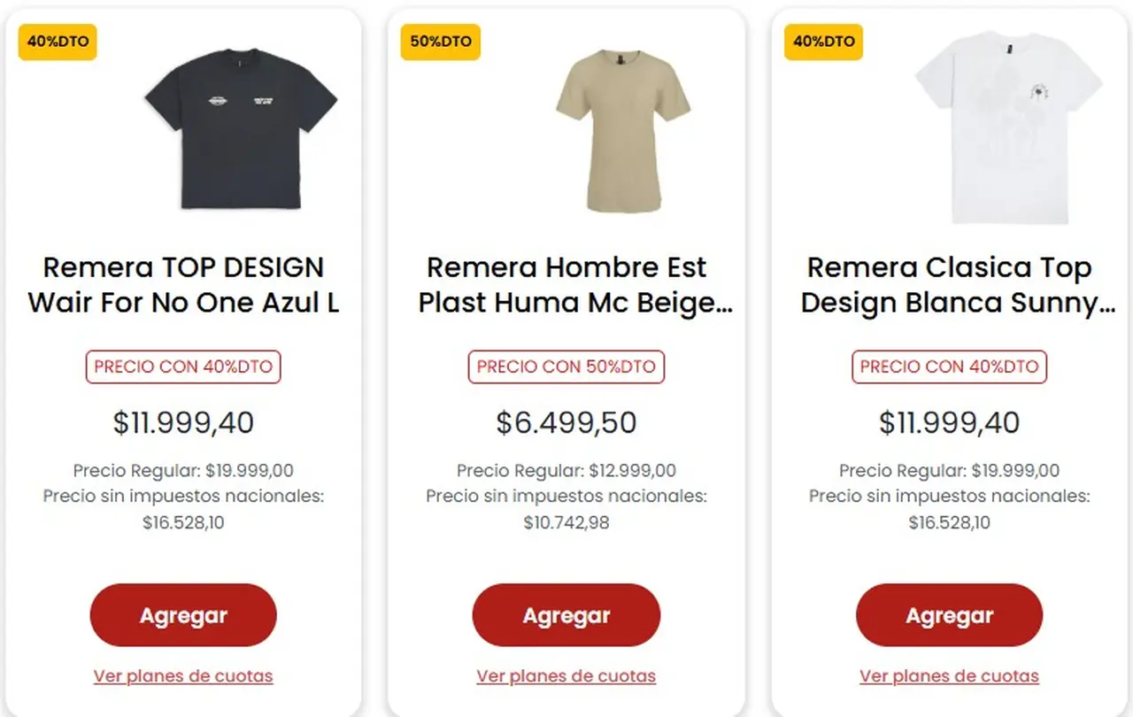 Coto vende remeras con hasta 50% de descuento, que sale $6.500