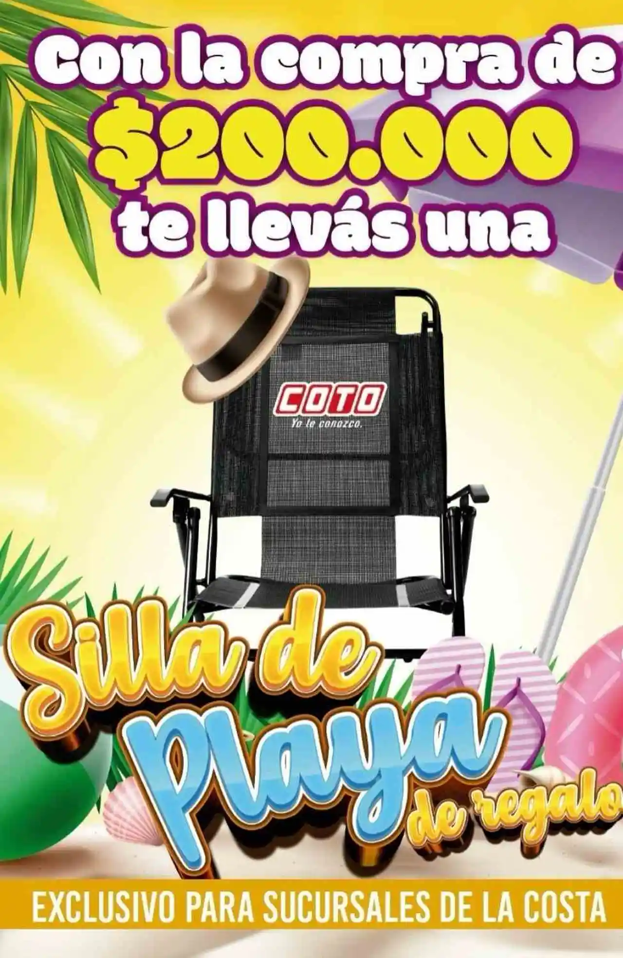 Coto regala reposeras en sus sucursales de la Costa