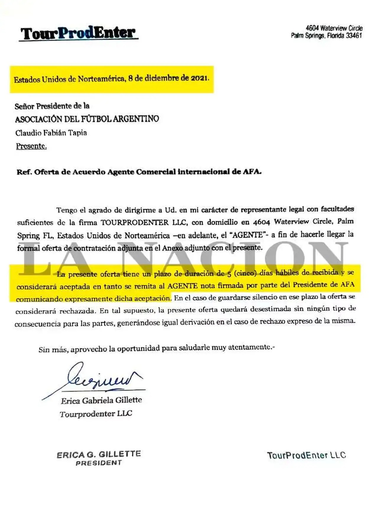 El contrato de la AFA con la empresa de Faroni, publicado por el diario La Nación