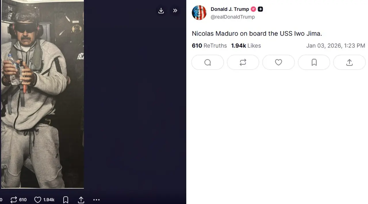 El mensaje de Donald Trump con la imagen de Maduro detenido