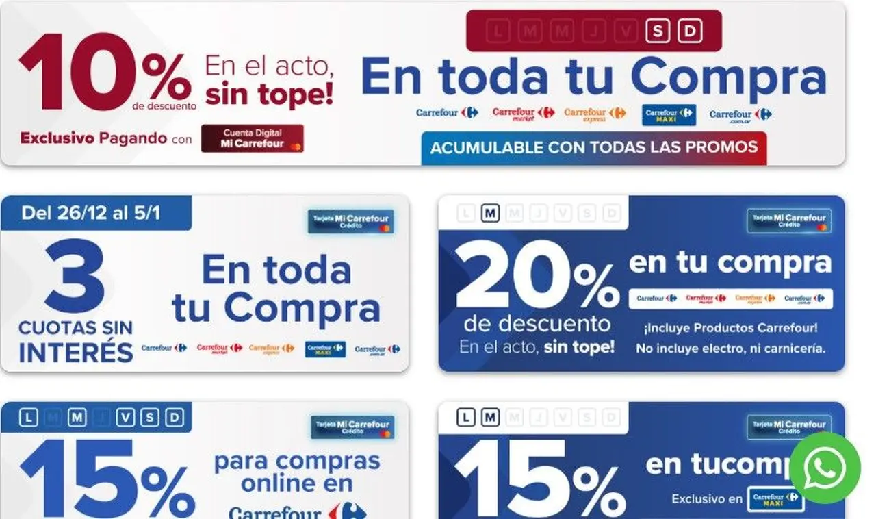 Algunas de las promociones que ofrece la billetera digital de Carrefour