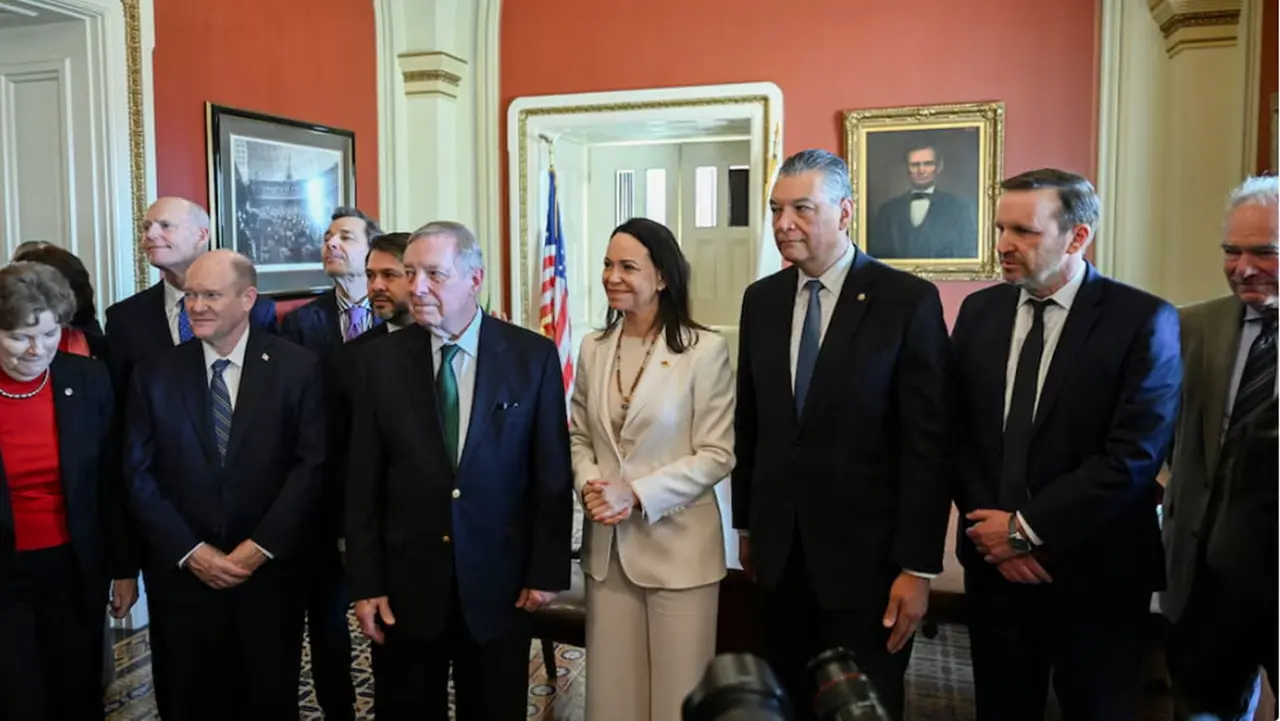María Corina Machado se reunió con senadores estadounidenses en el Capitolio.