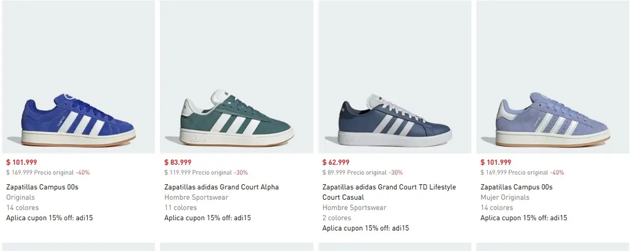 Algunas de las zapatillas con descuento del 40% en la página de Adidas